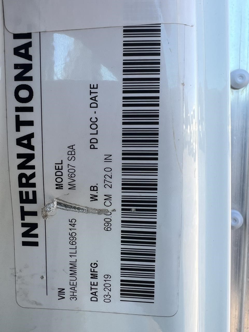 2020 INTERNATIONAL MV 10015252908 2020 INTERNATIONAL MV 10015252908