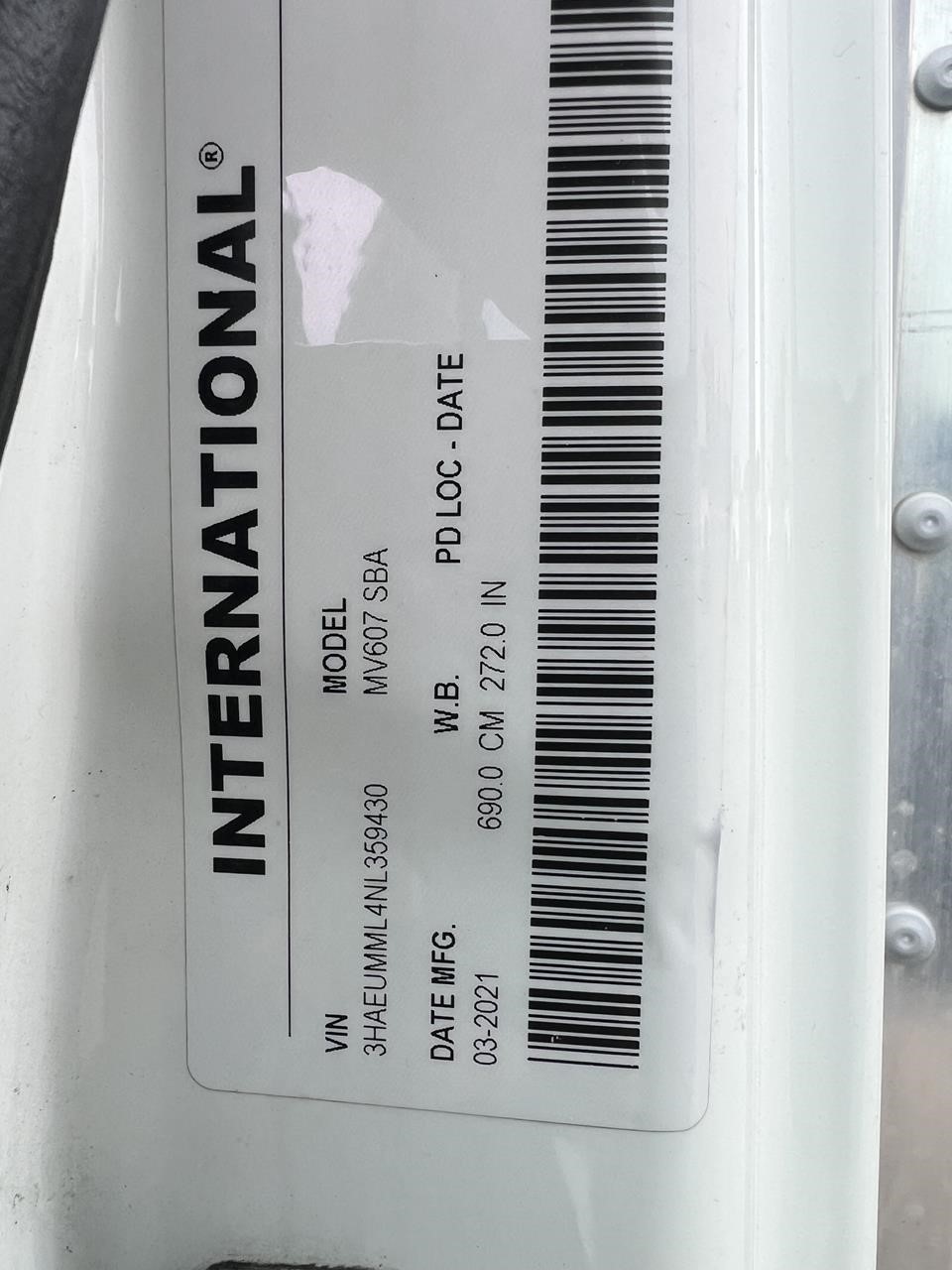 2022 INTERNATIONAL MV 10015254337 2022 INTERNATIONAL MV 10015254337