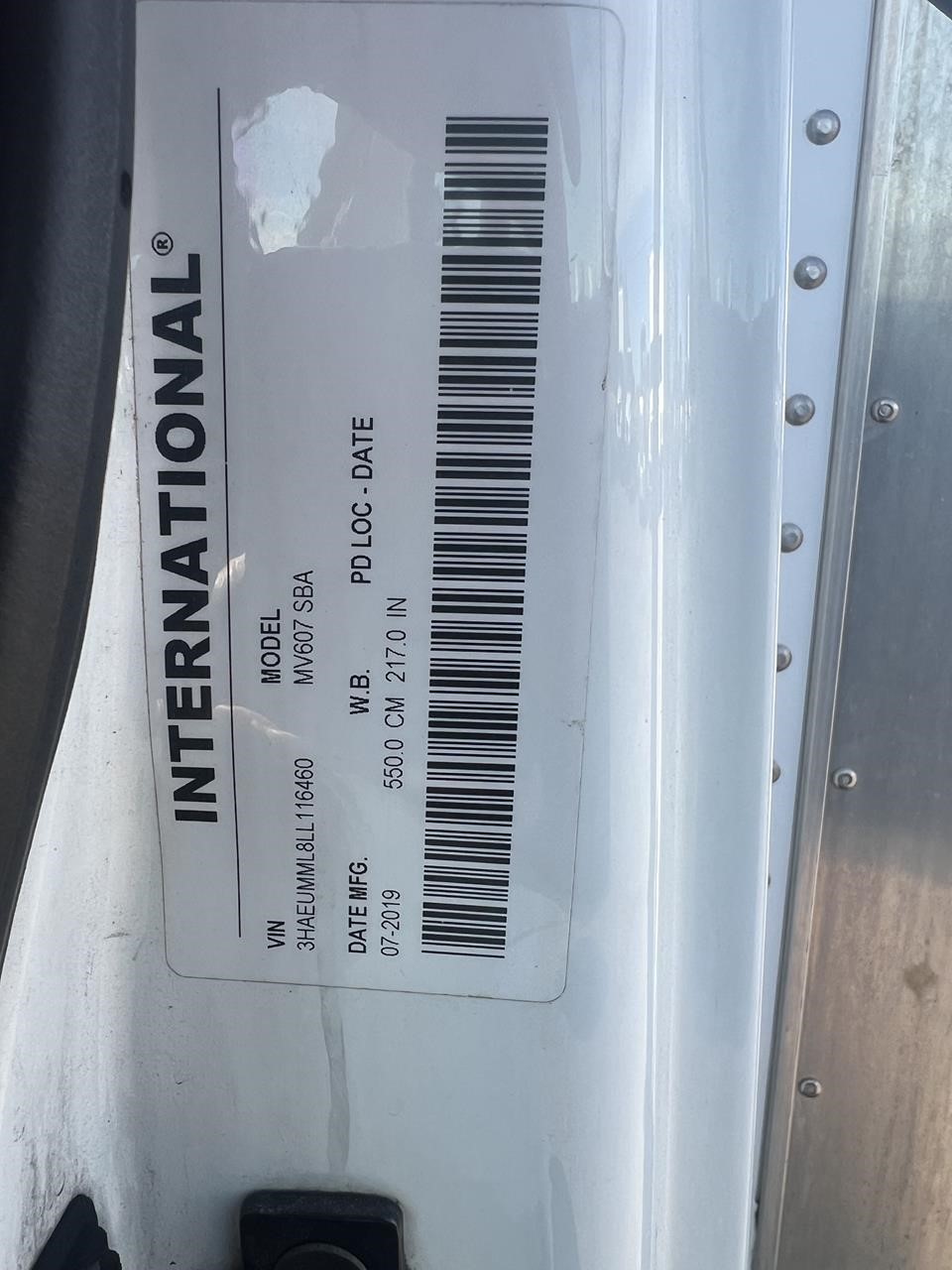 2020 INTERNATIONAL MV 10016530038 2020 INTERNATIONAL MV 10016530038