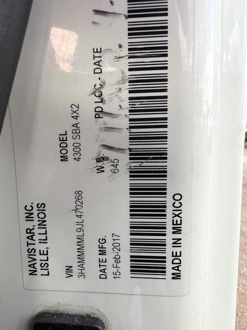 2018 INTERNATIONAL DURASTAR 4300 10018455616 2018 INTERNATIONAL DURASTAR 4300 10018455616