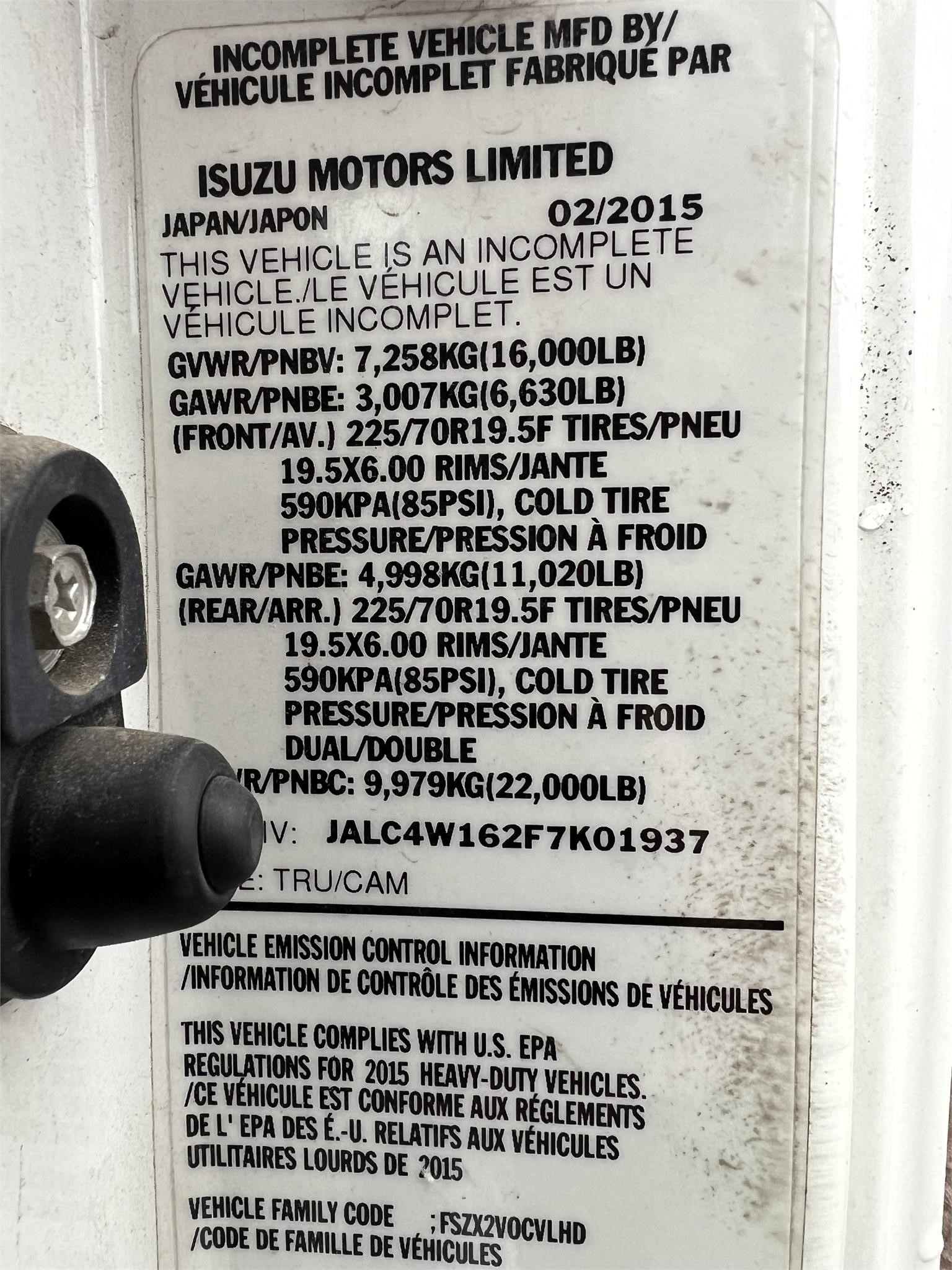 2015 ISUZU NPR XD 8015344218 2015 ISUZU NPR XD 8015344218