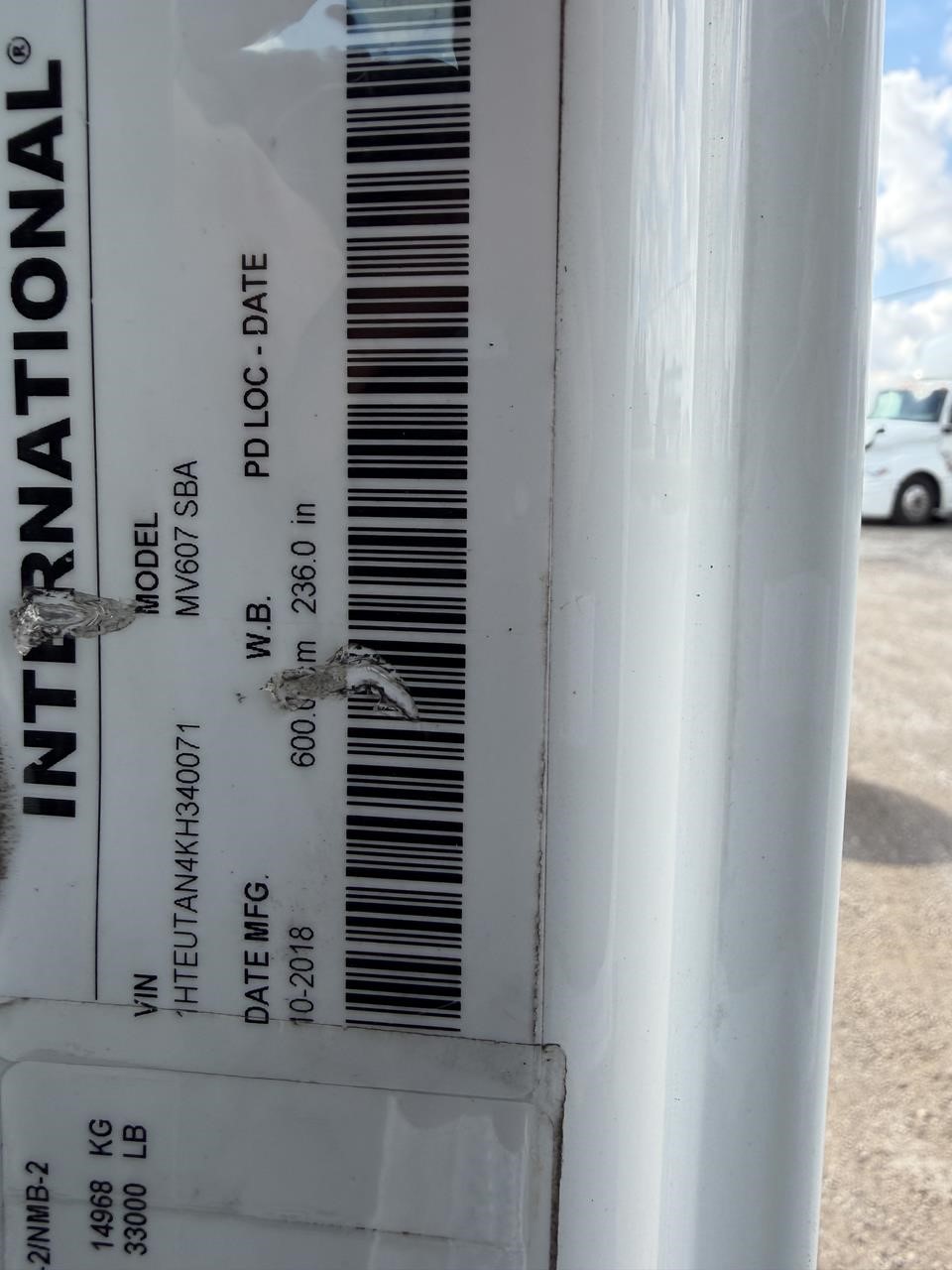 2019 INTERNATIONAL MV 11018847378 2019 INTERNATIONAL MV 11018847378